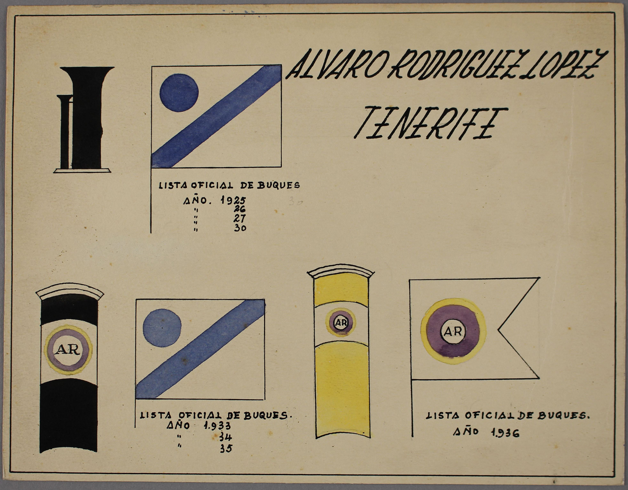 House flags and funnels of shipping companies 